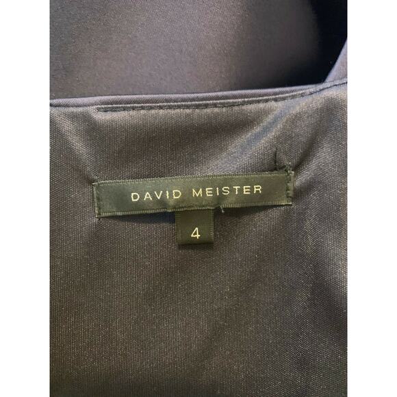 David Meister blue satin knee length sheath dress size 4 - Picture 3 of 6